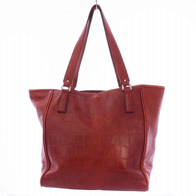 アニアリ aniary トートバッグ ハンドバッグ クロコ型押し レザー 赤