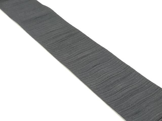 平和屋着物●男性 本場筑前博多織 角帯 横段文 黒地 黒木織物 証紙付き 正絹 DAAW6933ob