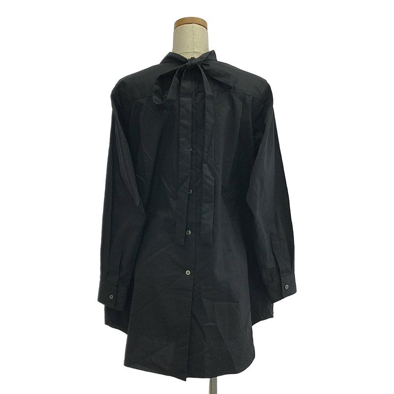 【美品】  COMME des GARCONS COMME des GARCONS / コムコム | 2021SS | コットン バックオープン リボン シャツ ブラウス | XS | ブラック | レディース 美品】 COMME des GARCONS COMME des GARCONS / コムコム | 2021SS