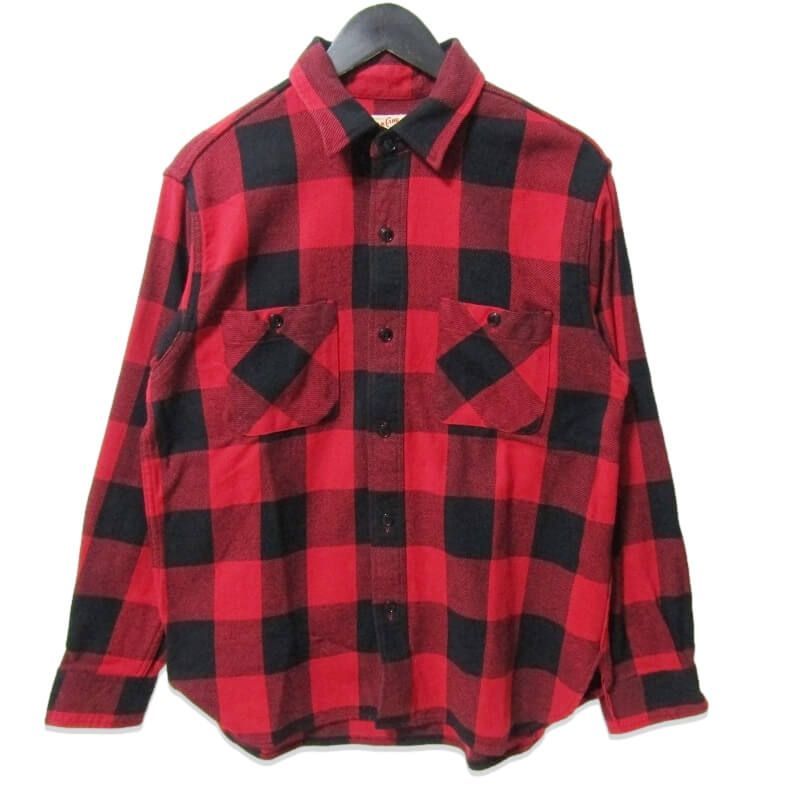 SUGAR CANE シュガーケーン 長袖ネルシャツ SC28952 TWILL CHECK WORK SHIRT チェックシャツ レッド ブラック M 27109516