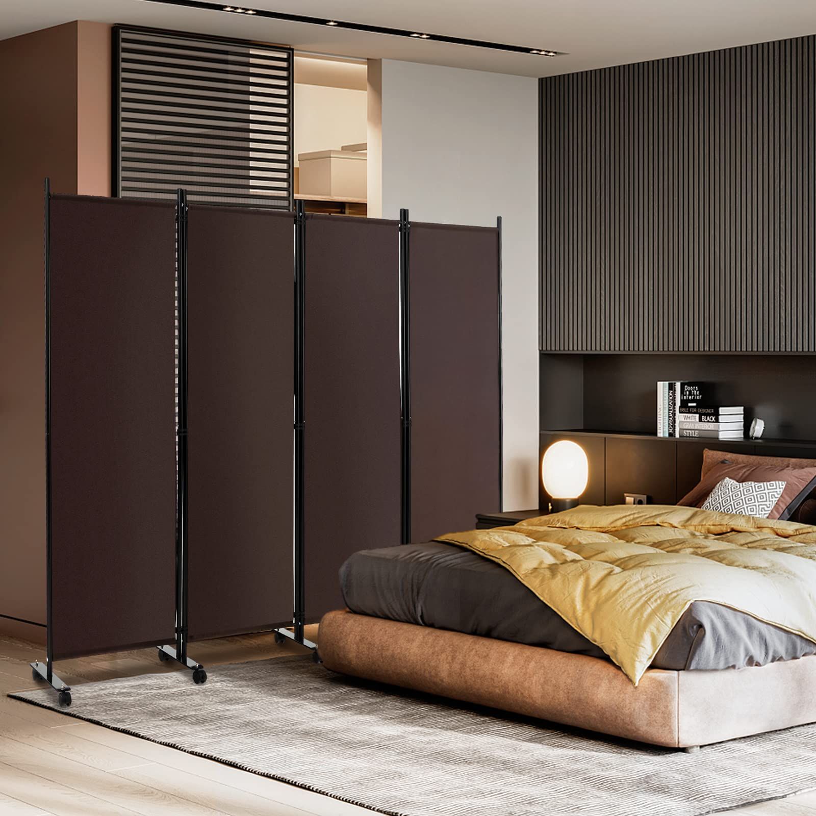 衝立 目隠し おしゃれ スクリーン 屏風 布タイプ オフィス 幅225cm 高さ173cm 折りたたみ 事務所 キャスター付き 4連 パーテーション クリニック 間仕切り COSTWAY WWW_KANDAIZUMI_COM