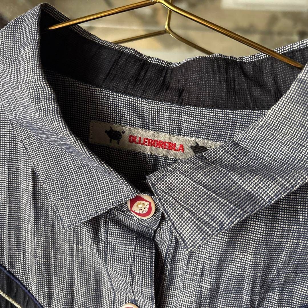  アルベロベロ OLLEBOREBLA 刺繍 リボン リネン ブラウス シャツ 半袖 シャツ ブラウス