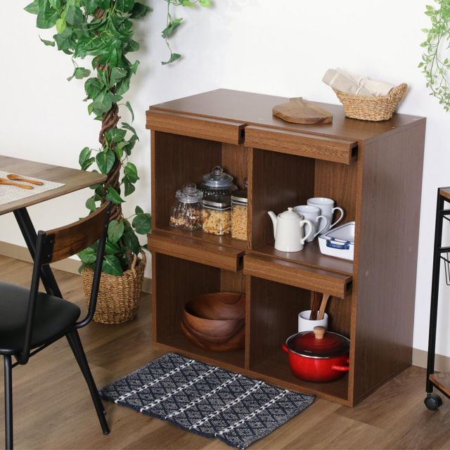 ディスカウント 不二貿易 ディスプレイラック 4マス オークブラウン