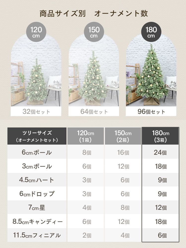 180cmオーナメント付き