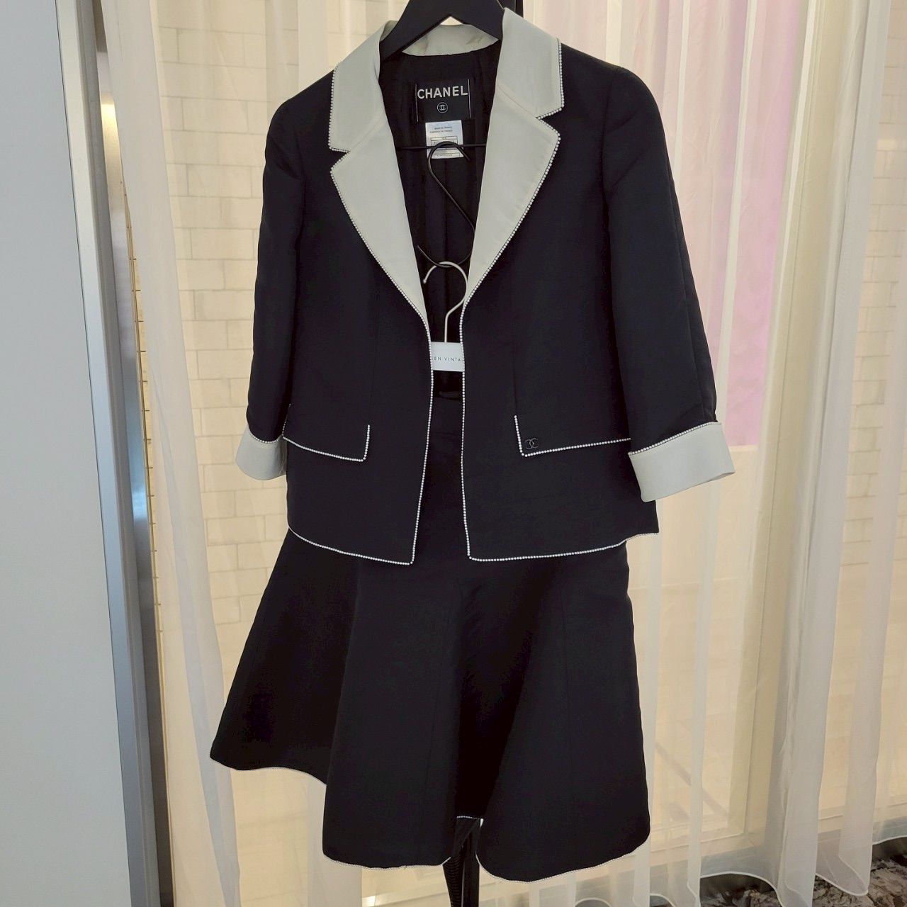 『未使用品』CHANEL シャネル スカート ココマーク　ブラック 36 CHANEL シャネルココマーク シルクセットアップ 36 ブラック