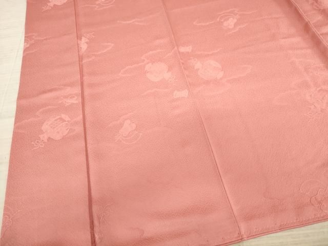 平和屋着物□上質な色無地 吉祥地紋 薄紅色 正絹 逸品 未使用