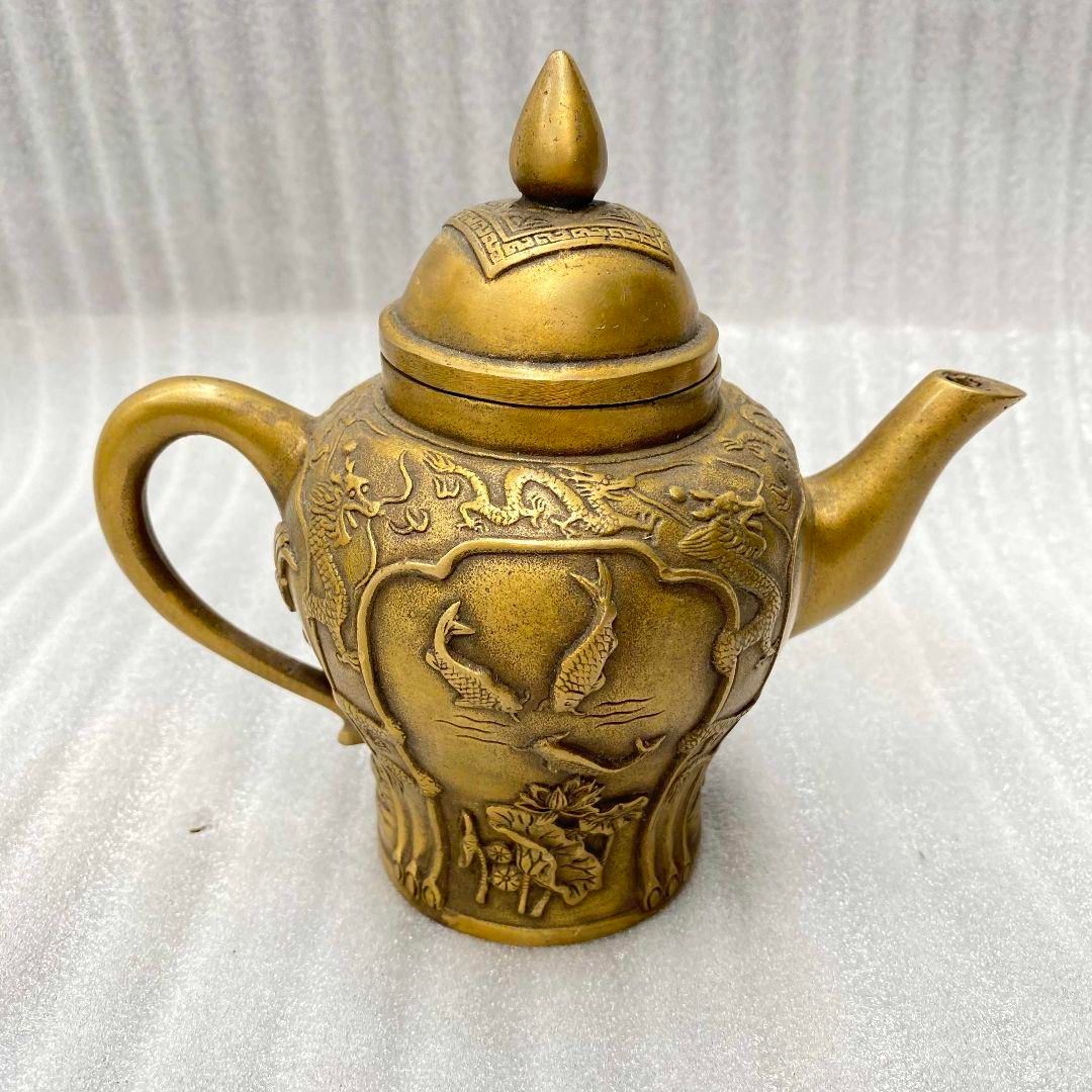 銅細工 招財進宝 茶壺 酒壺 装飾品 工芸品 美術品 置物 - メルカリ