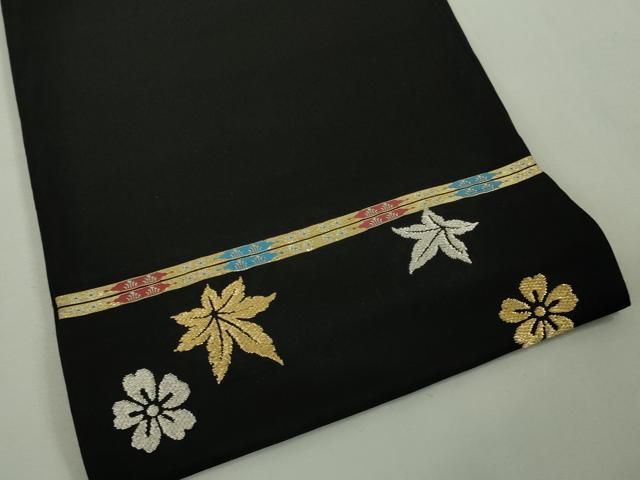 平和屋本店□最高級 龍村平蔵製 六通柄 本袋帯 威毛錦 黒地 金銀糸