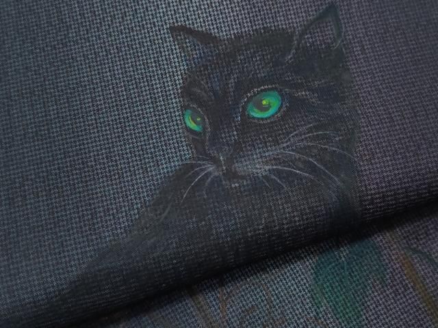 平和屋着物○訪問着 本場縞大島紬 良和特製 希少柄 黒猫 蔦の葉文