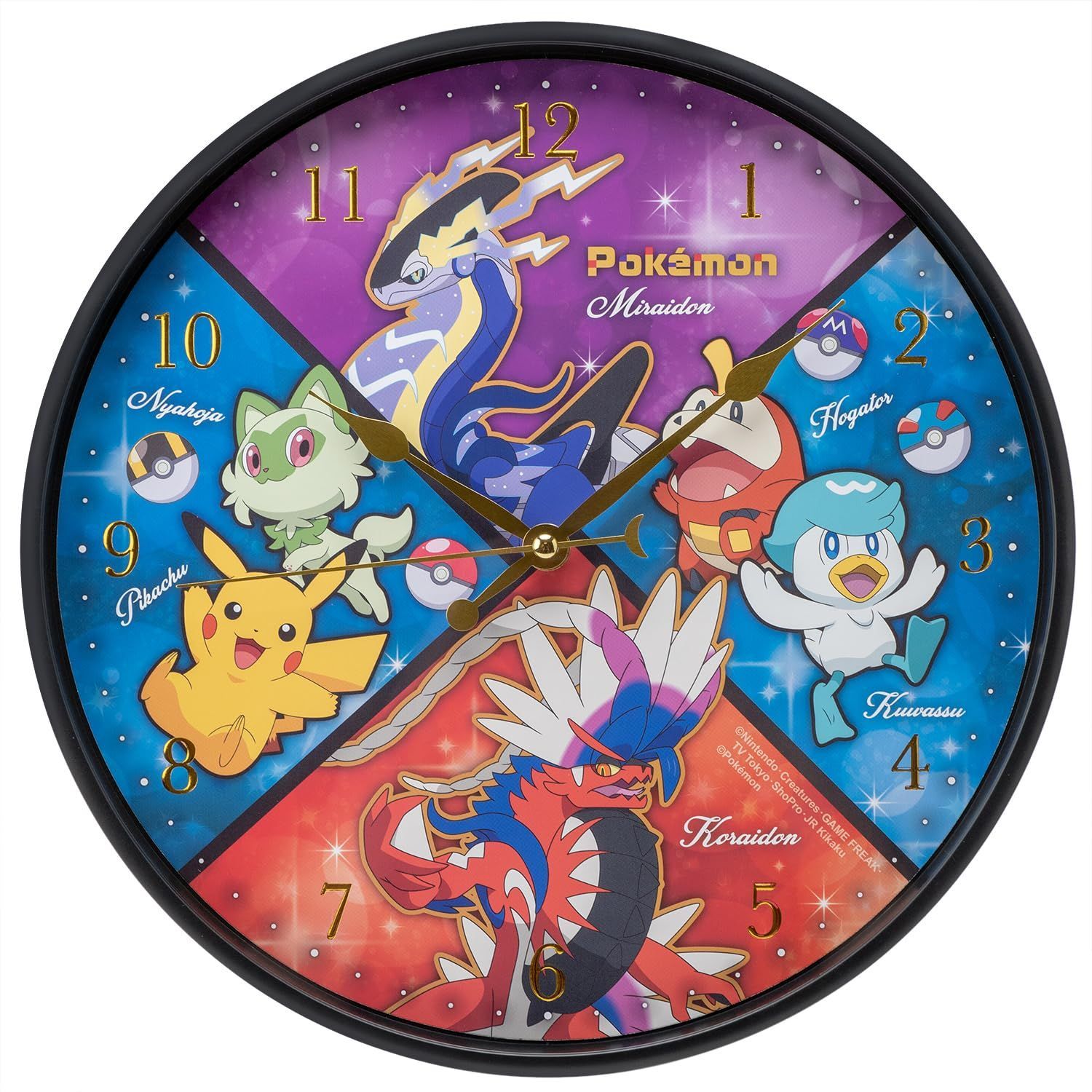 ティーズファクトリー 掛け時計 ポケットモンスター スカーレット・バイオレット アナログ 静音 連続秒針 ブラック PM-5520424SH