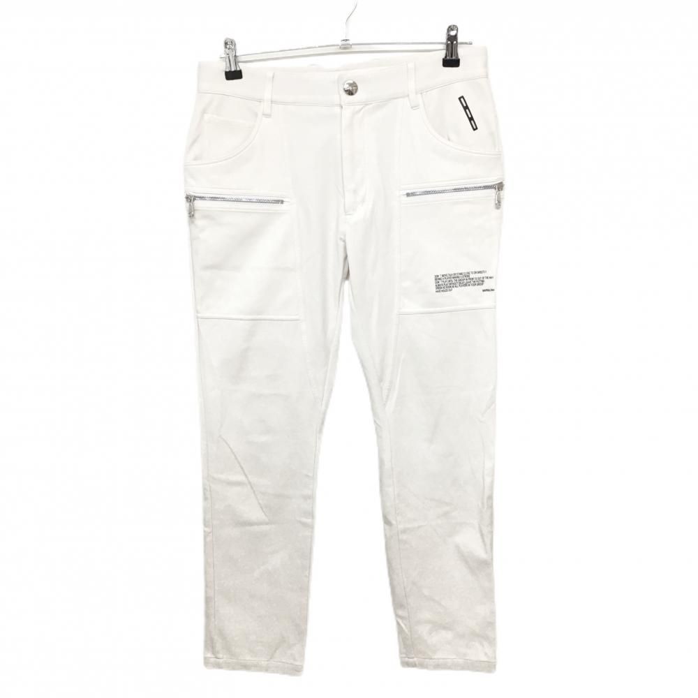 マークアンドロナ パンツ 白 シンプル ストレッチ メンズ 46(M) ゴルフウェア MARK＆LONA