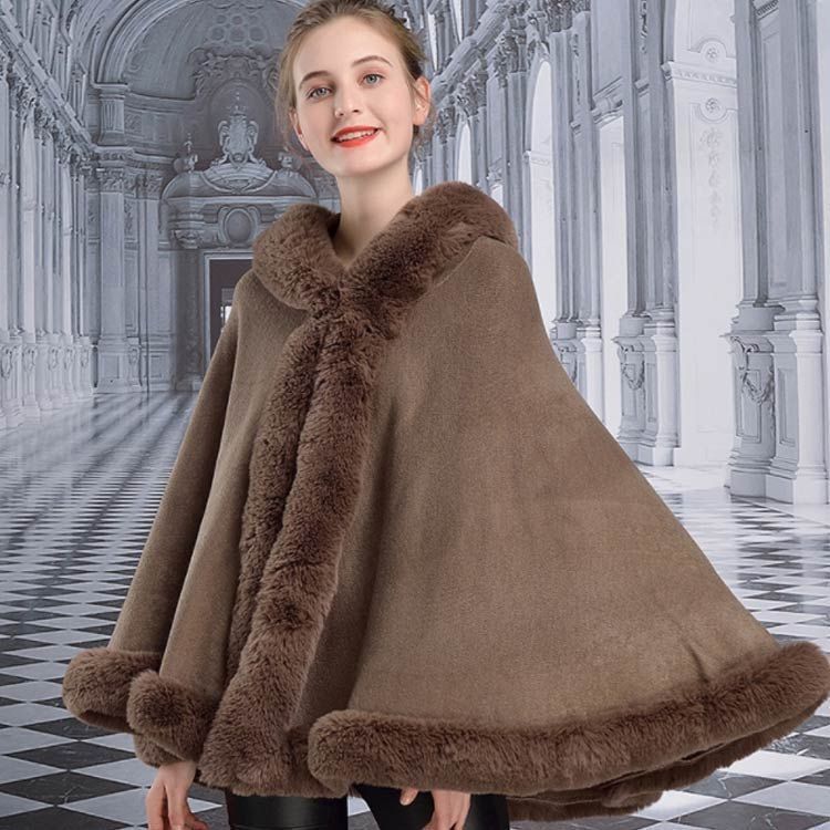 xzjhbsp# ファッション レディースファーポンチョコート大人