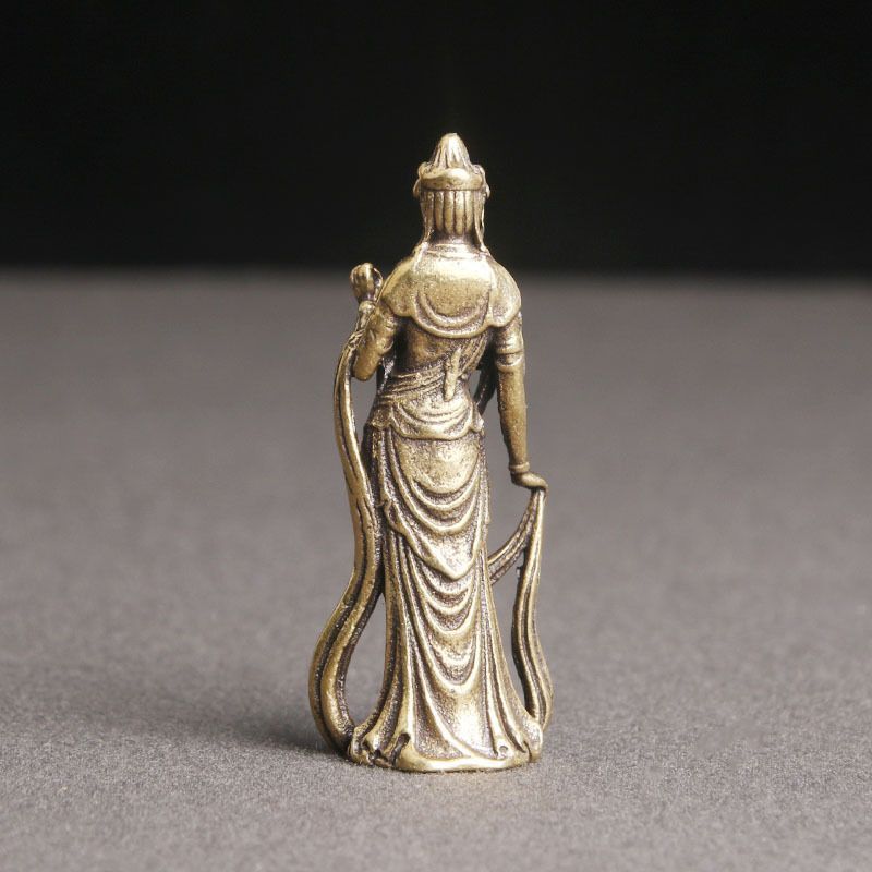 魚藍観音　菩薩　銅　仏像　彫刻　置物　風水　金運　骨董　インテリア　アンティーク 置物 黄金 千手観音菩薩 杖 両手 風水 置物 仏像 風水グッズ