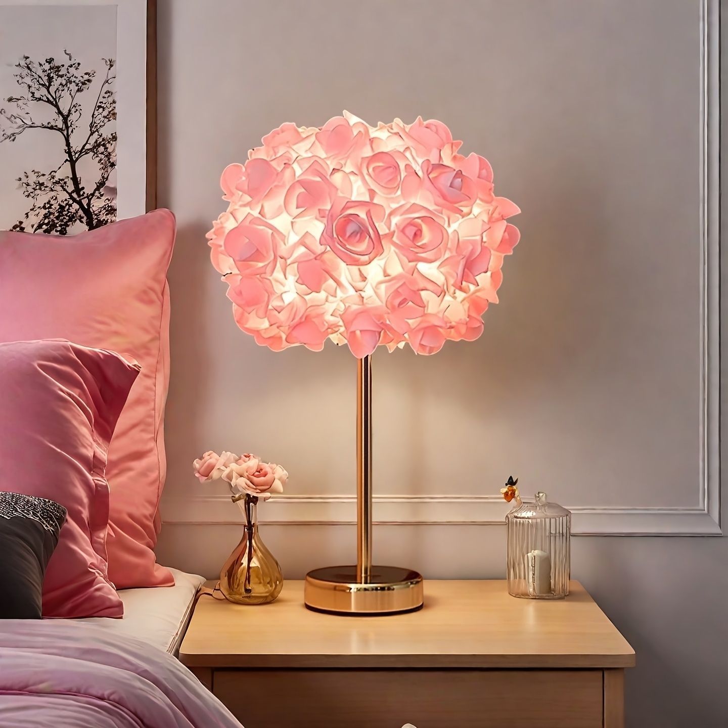 照明スタンドライト テーブルランプ デスクライト姫系雑貨 ローズ バラ