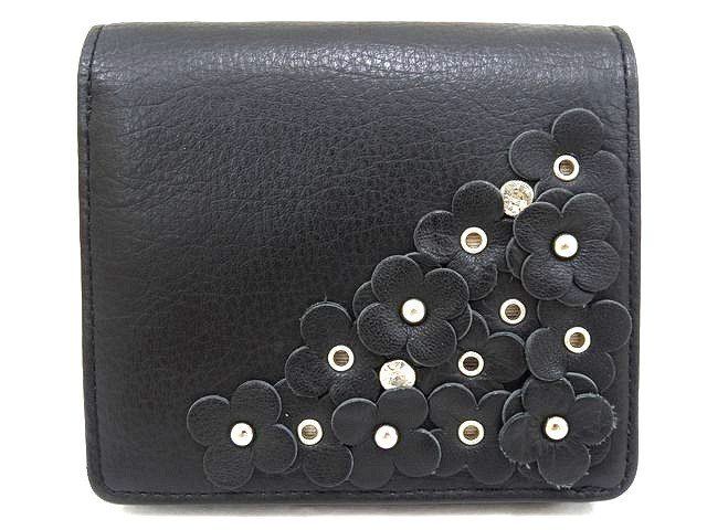 アンテプリマ ANTEPRIMA 財布 マッツェット MAZZETTO ブラック レディース レザー 牛革 コンパクト スナップ フラワー 花 □7I