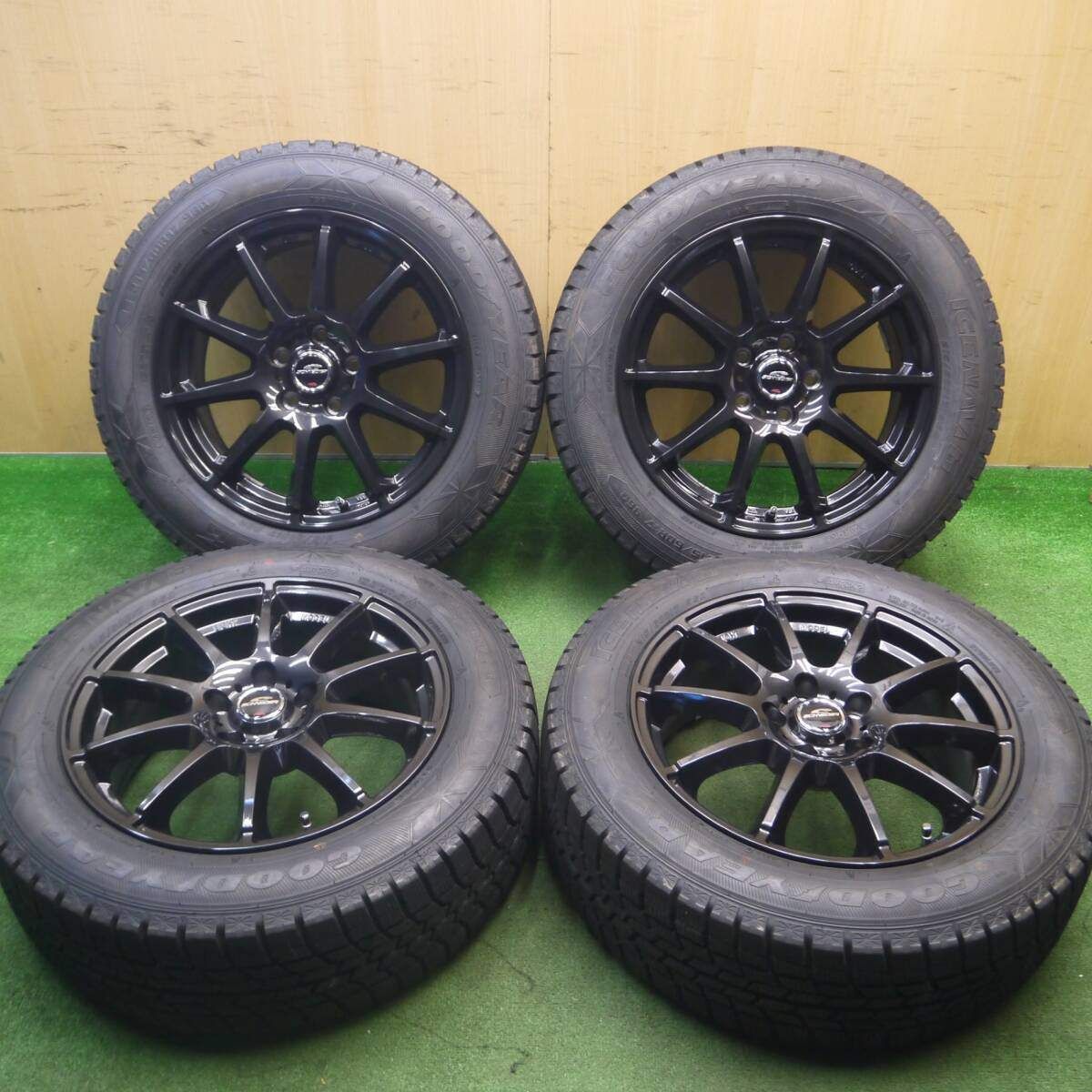 超バリ溝 キレイ ほぼ10分 スタッドレス 215 60R17 グッドイヤー アイスナビ6 SCHNEIDER MiD シュナイダー 17インチ PCD114.3 5H 5021905Hス