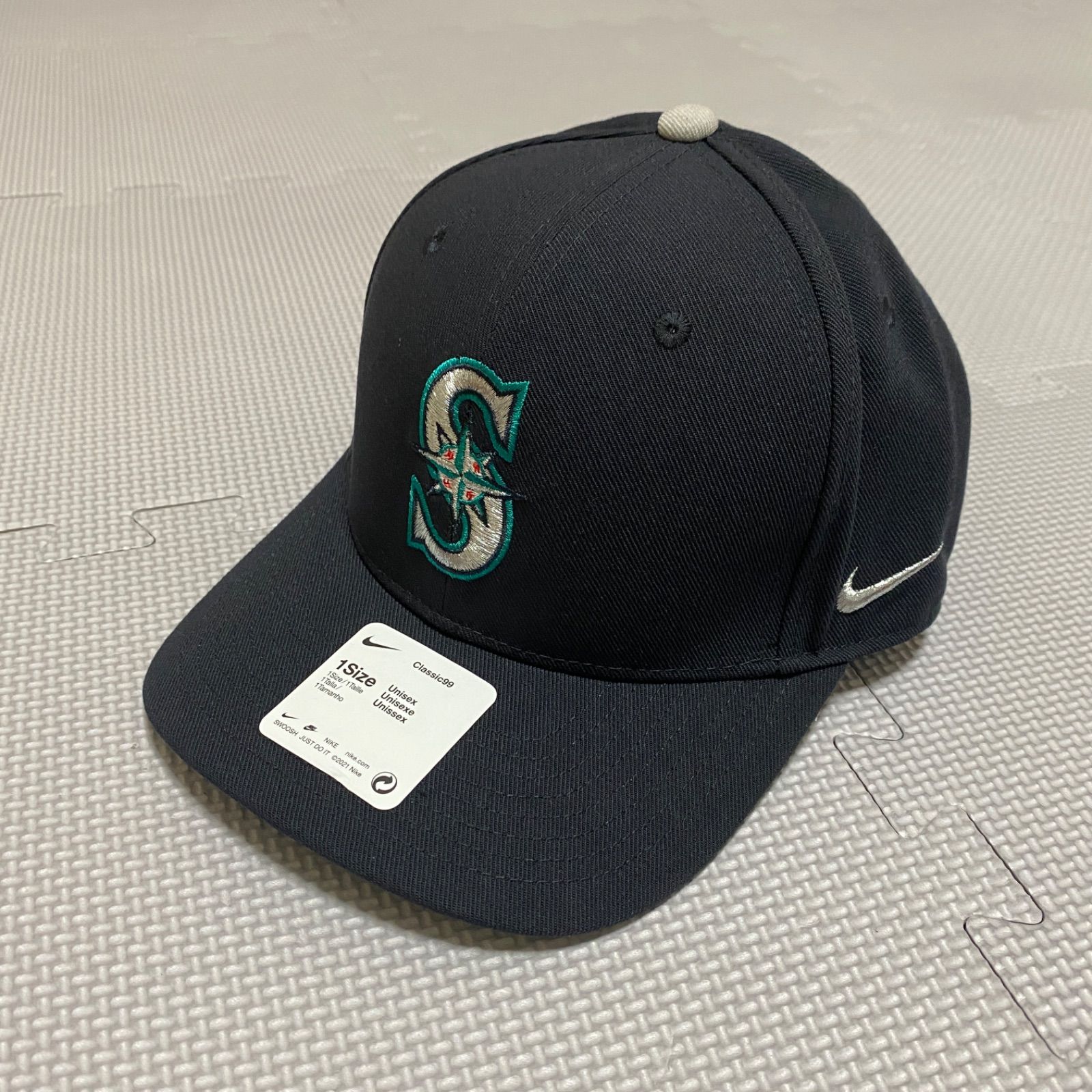 《NIKE》ナイキ シアトル マリナーズ キャップ クラシック99 OGチームカラー ネイビー シルバー グリーン つば裏 グレー
