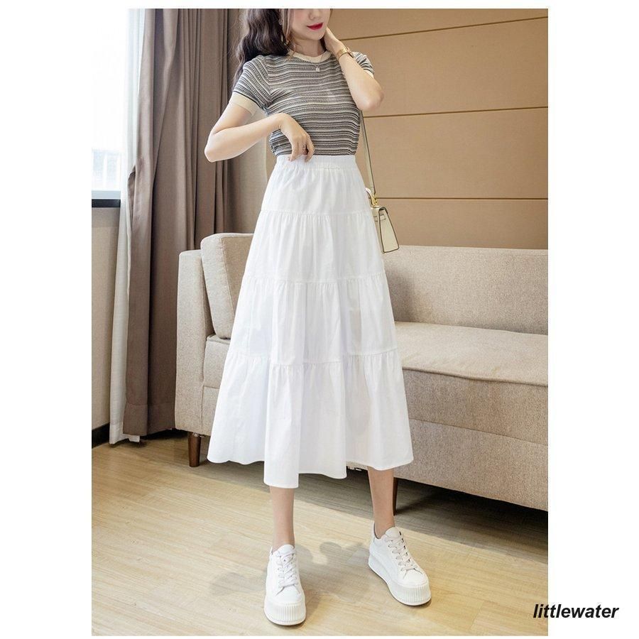 フラメンコ レッスンファルダ 練習スカート シンプル ストレッチ M~L