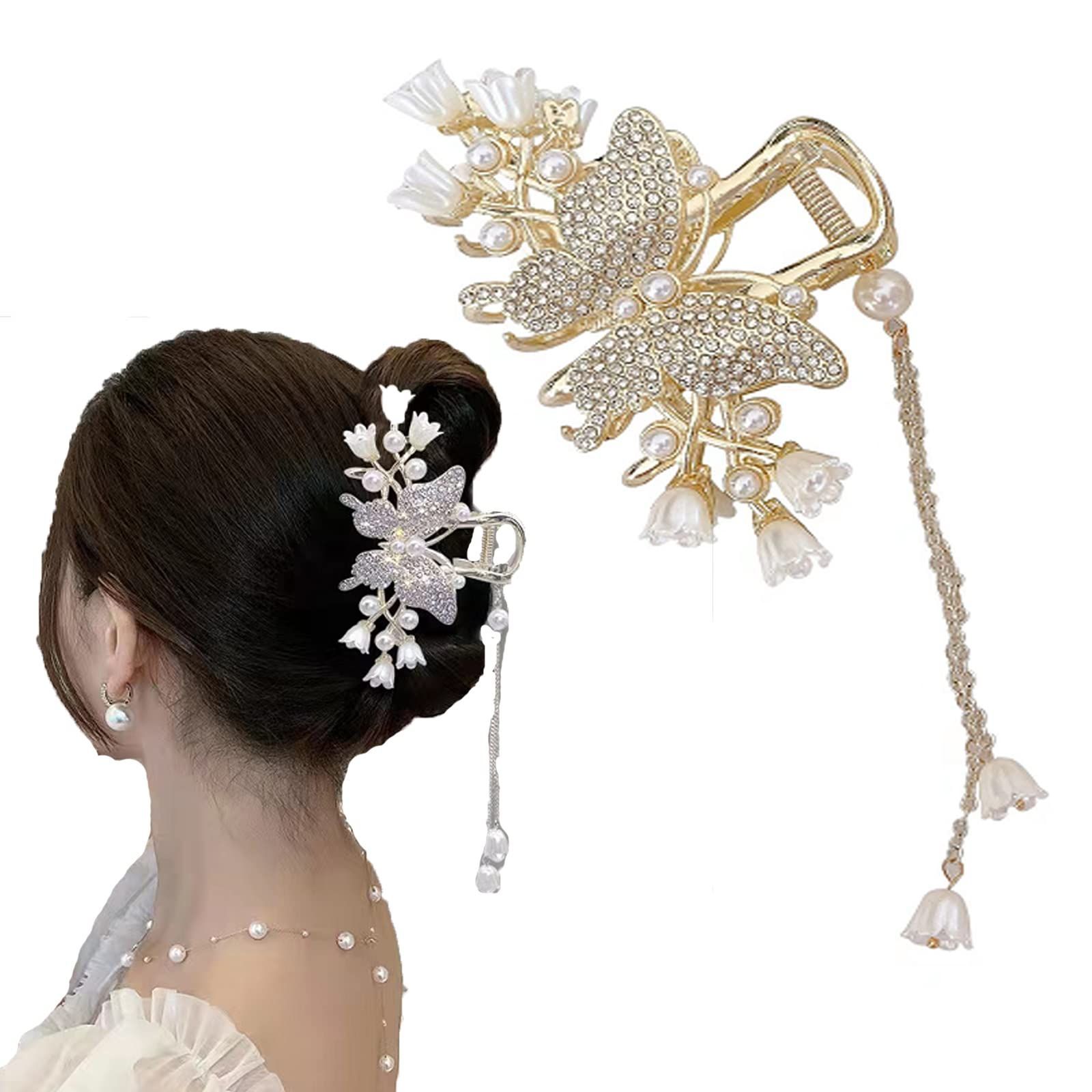 白い蝶 贈り物 レディース オフィス おしゃれ シンプル 韓国風 ヘア 髪留め クリップ かみどめ 大 へあくりっぷ しっかりとまる 大きめ バンスクリップ HAPVITALヘアクリップ