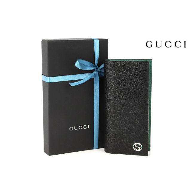 新品未使用品 GUCCI グッチ 財布 メンズ 長財布 二つ折り長財布 小銭入れ有り グッチ長財布 アウトレット メンズ財布 グッチ財布 財布二つ折り 革 レザー ぐっち さいふ 黒 青 黄色 緑 インタ