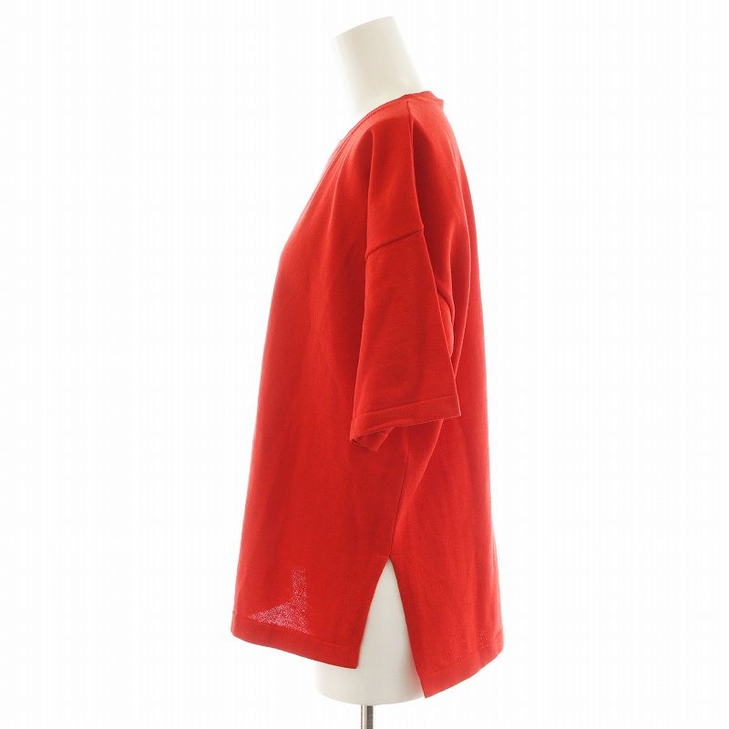 ENFOLD◆Tシャツ/38/コットン/RED/300HA680-0980 VONIQUE / ENFOLD/KNIT T-SHIRT