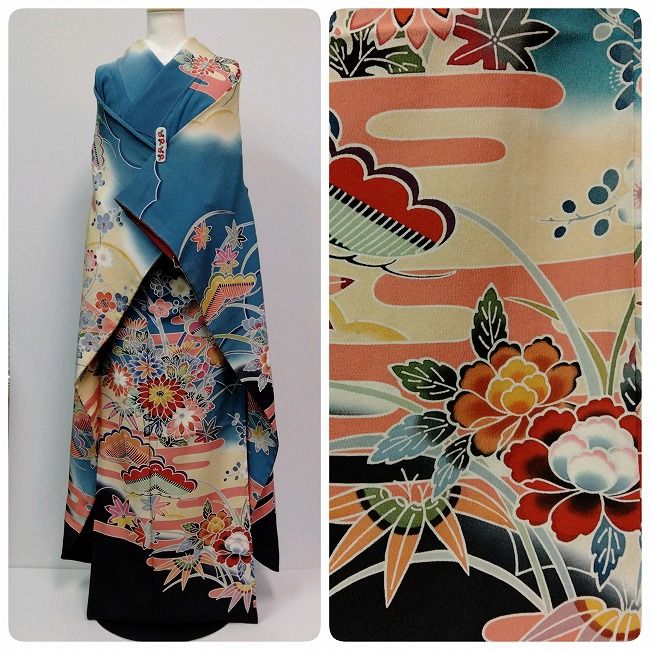 平和屋着物□極上 浦野理一 型染 羽織 風景文 鬼しぼ縮緬 羽織紐付き