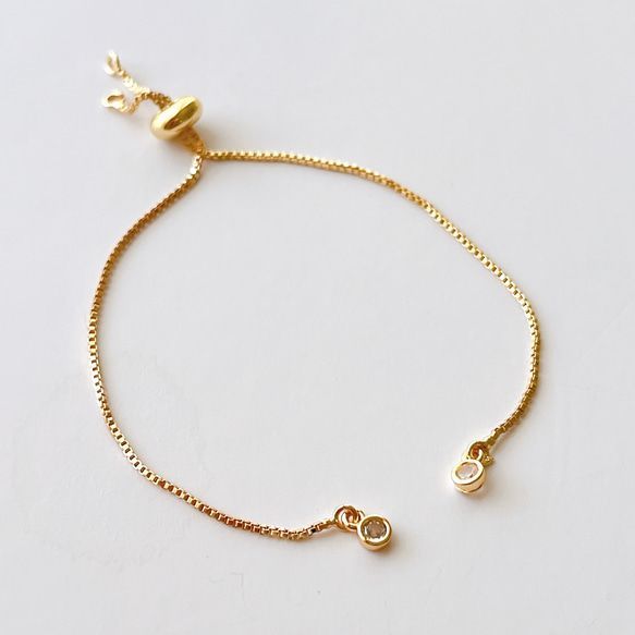♡みん♡　14kgf  ブレスレット スライダーチェーン ジルコニア付き 10096b94576f0b8d1c3090346aac19