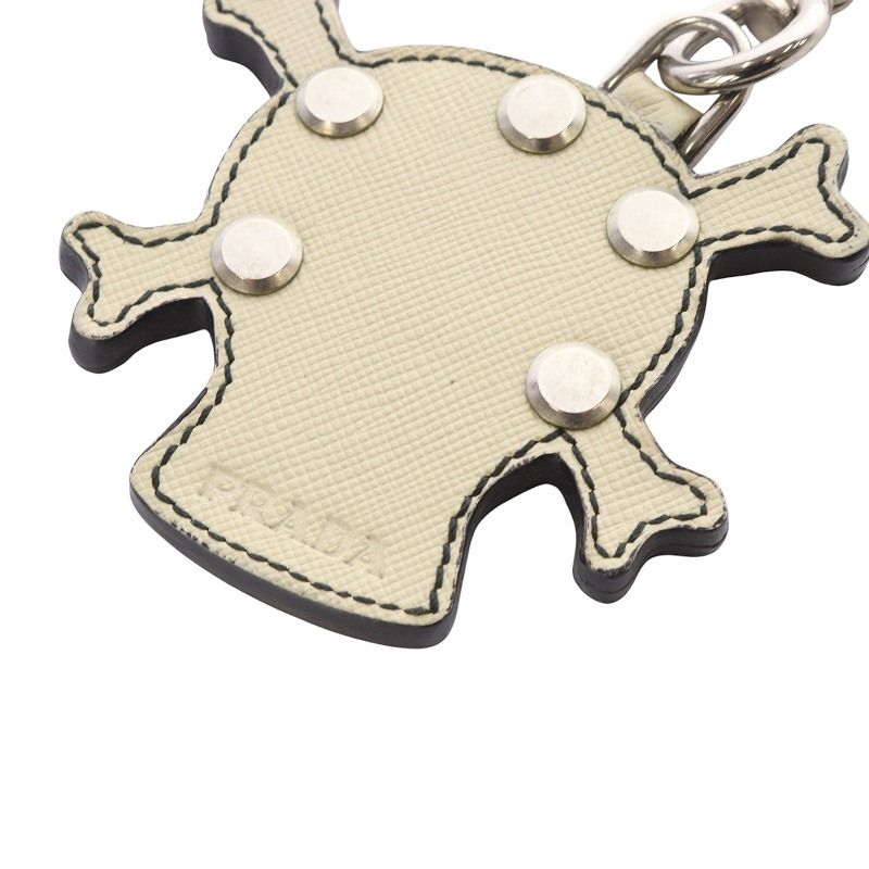 美品 プラダスカルと王冠デザインのキーホルダー PRADA スカルデザイン