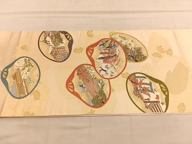 袋帯　貝合わせ　荒磯　唐織　金糸　着物　042w o 袋帯 貝合わせ 荒磯 唐織 金糸 着物 042w o - メルカリ