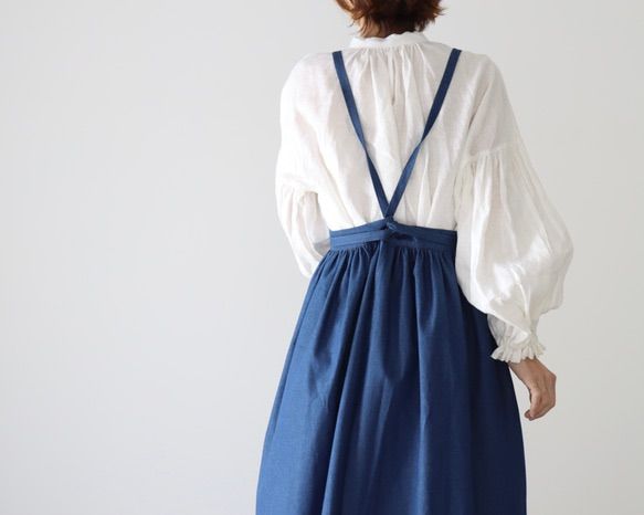 エプロンワンピース　エプロンドレス　ハンドメイド　コットンギャザーボリューム ob021-1.jpg