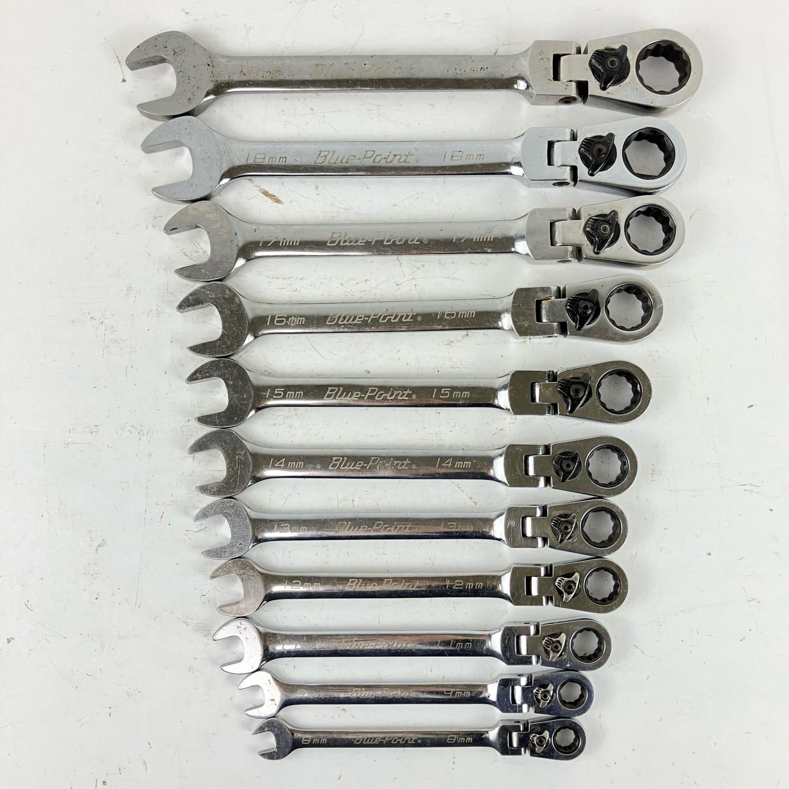 ЗЗBlue Point 8-19ｍｍ ラチェットコンビネーションレンチ 12本セット BOERMF08A シルバー