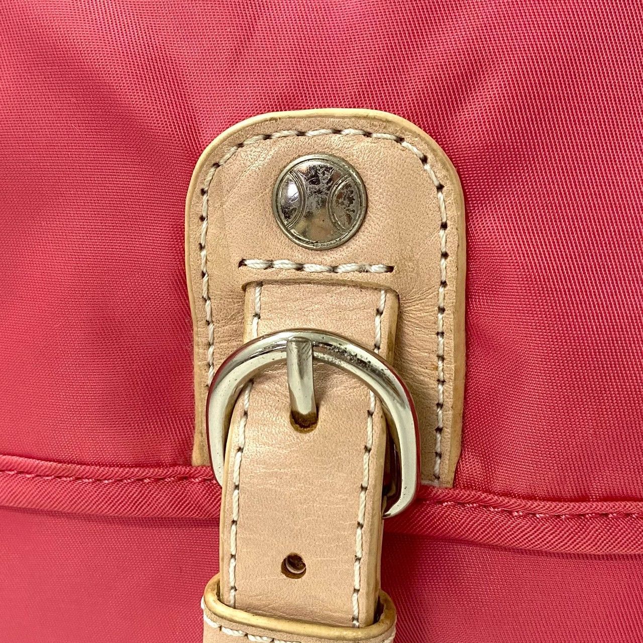 LACOSTE】ショルダーバッグ ナイロン ピンク ベージュ ラコステ