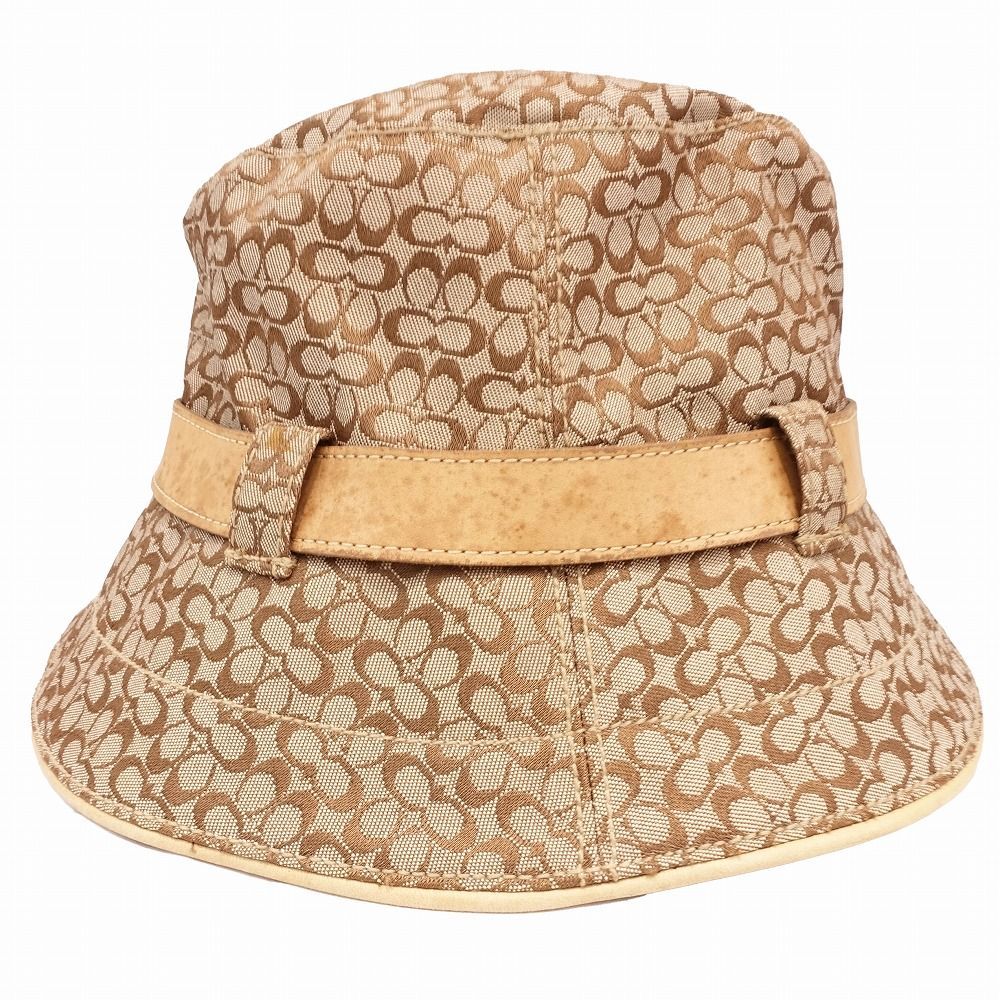 新品 コーチ COACH 帽子 バケットハット M/L シグネチャー柄 ベージュ 美品 COACH コーチ バケットハット 帽子 シグネチャー柄 M/L
