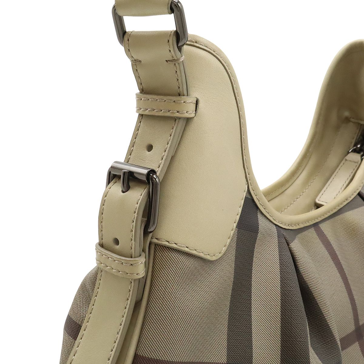 美品✨ バーバリーロンドン ショルダーバッグ PVC スモークチェック ブラウン BURBERRY バーバリー チェック柄 ショルダーバッグ ワン
