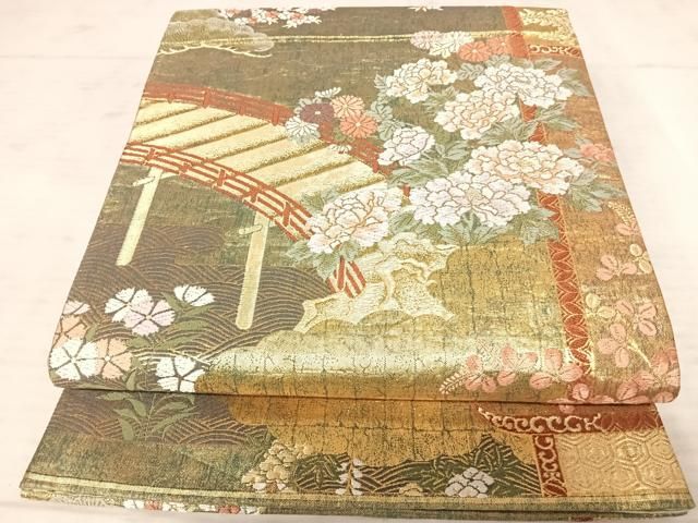 専用です 絹製　袋帯　六通柄　銀糸　草花松朝橋文　平安神宮　超美品保管品 絹製 袋帯 六通柄 銀糸 草花松朝橋文 平安神宮 超美品保管品 【公式通販】