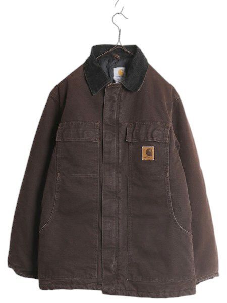 【お得なクーポン配布中!】 US企画 00s USA製 カーハート トラディショナル コート メンズ S 古着 オールド CARHARTT ダック ジャケット 中綿 キルティング 廃盤 濃茶