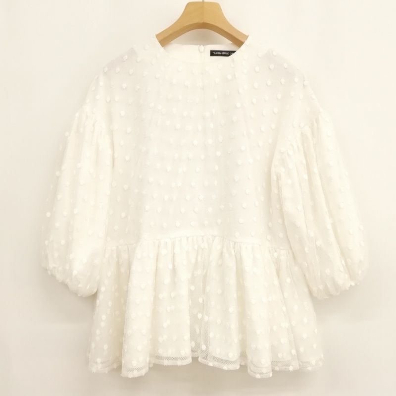 【正規品】ツルバイマリコオイカワ　ドットチュールブラウス TSURU by Mariko Oikawa - ツルバイマリコオイカワpas de chat白