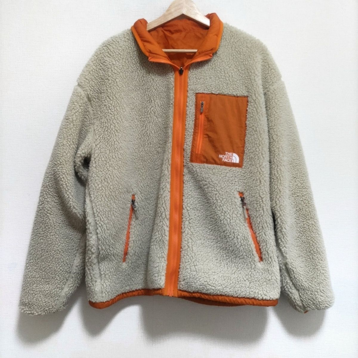 THE NORTH FACE(ノースフェイス) ブルゾン サイズL メンズ美品 - ベージュ×オレンジ 長袖/リバーシブル/ジップアップ/春/秋 -  メルカリ