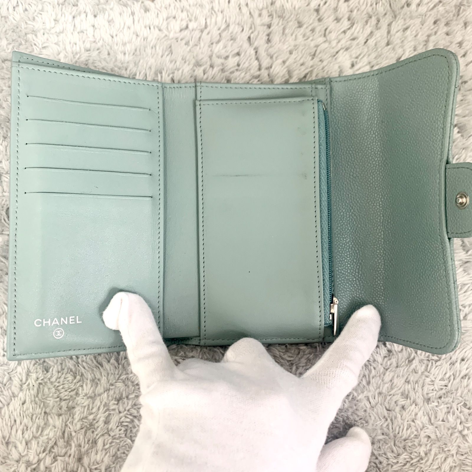 極美品】 シャネル マトラッセ キャビアスキン 長財布 フラップ  