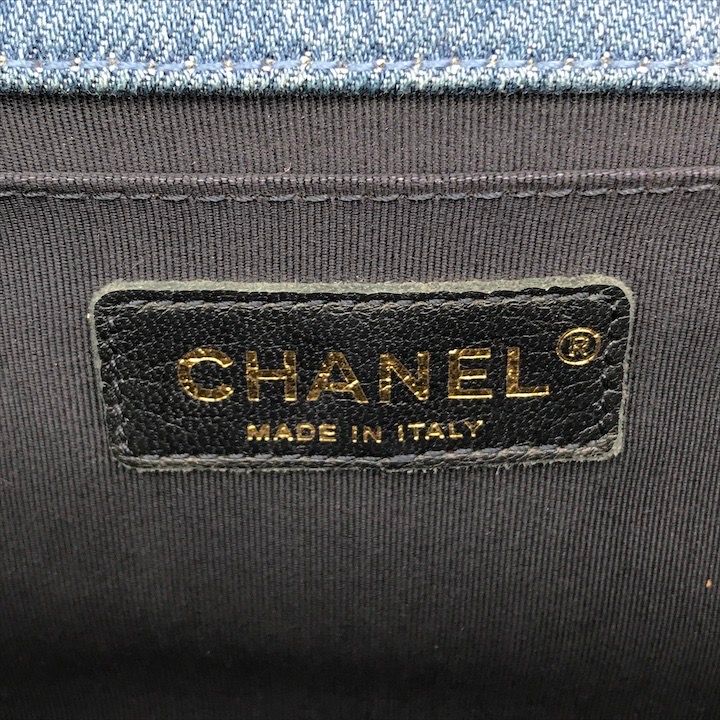 美品 CHANEL シャネル ココマーク ボーイシャネル チェーン ショルダー バッグ デニム パッチワーク ブルー レディース k3575k CHANEL - 美品 CHANEL シャネル ココマーク ボーイシャネル チェーン