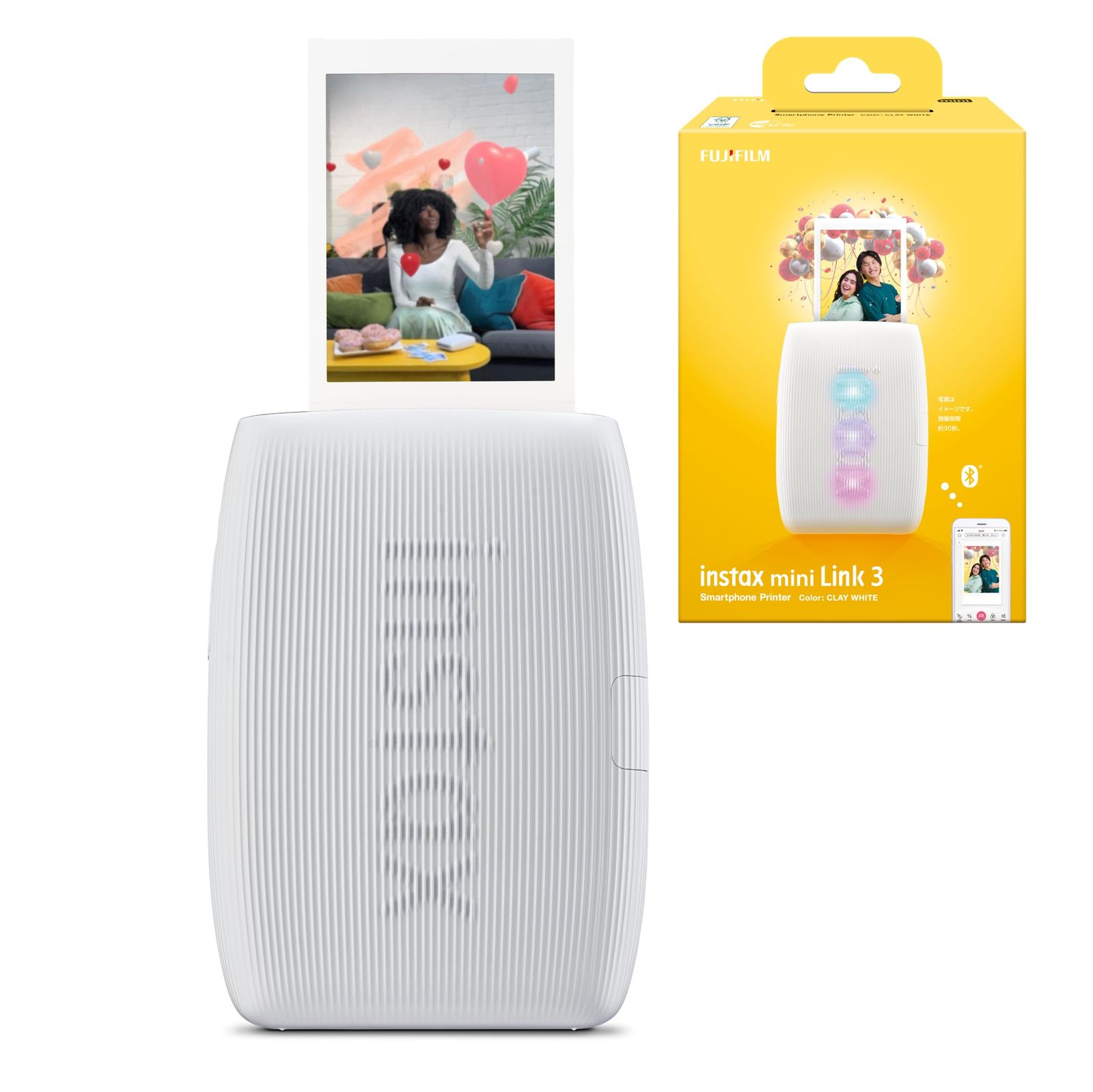 MINI INS LINK3 クレイホワイト Link3 C mini instax スマホプリンター WHITE チェキ 富士フイルム FUJIFILM