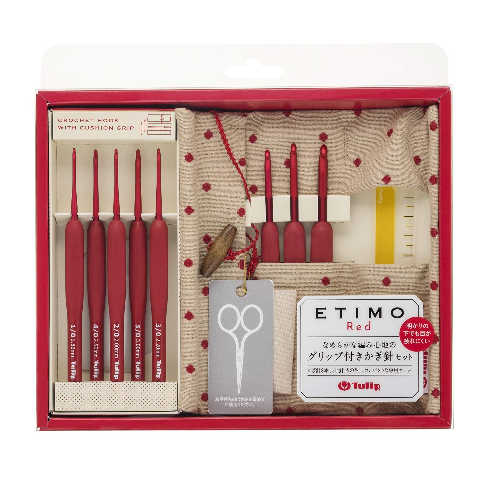 数量 赤 編み針 かぎ針セット Tulip Red エティモレッド チューリップ ETIMO TED001 かぎ針