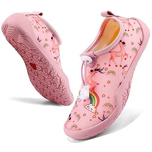 ピンク/虹_19.5~20.5 cm E [KVbaby] ウォーターシューズ スイムシューズ マリンシューズ キッズ シュノーケリング アクアシューズ ピーチシューズ アウトドア 水泳 水陸両用 軽量 速乾 滑り止め