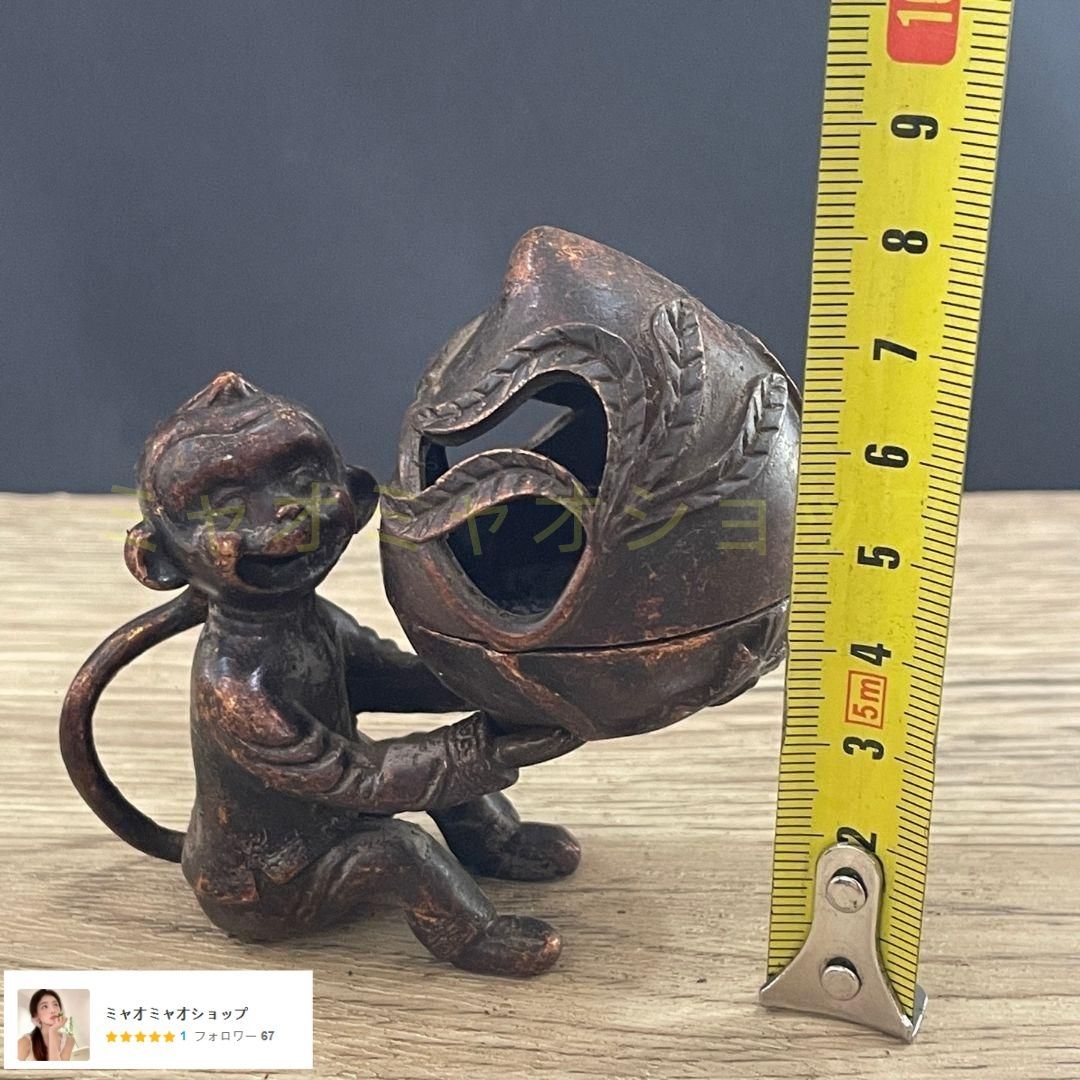 銅器 香炉 猿献寿桃薫香炉 檀香炉 香道具 装飾品 工芸品 置物
