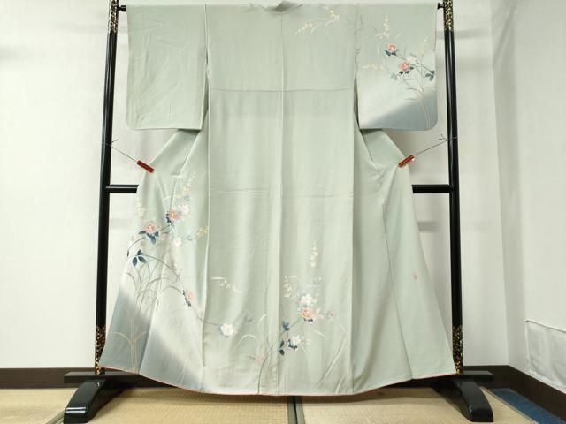 平和屋着物●訪問着　友禅　作家物　枝花文　正絹　逸品　CAAW7924yc 平和屋着物○訪問着 友禅 作家物 枝花文 暈し染め 正絹 逸品