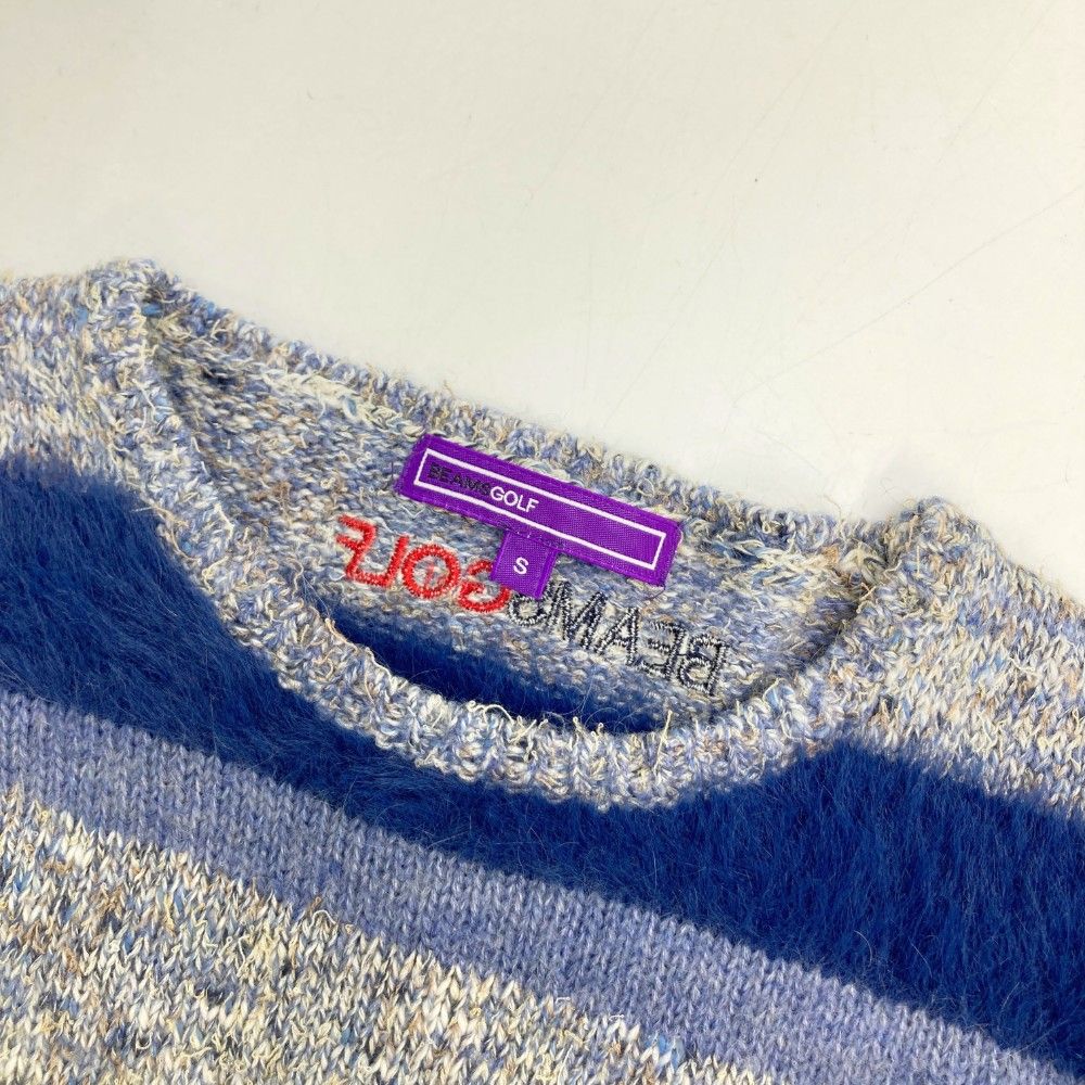 サイズ：S BEAMS GOLF ビームスゴルフ  ウール混 ニットセーター ボーダー柄 ブルー系 [240101467225] ゴルフウェア レディース ストスト サイズ：S BEAMS GOLF ビームスゴルフ ウール混 ニットセーター