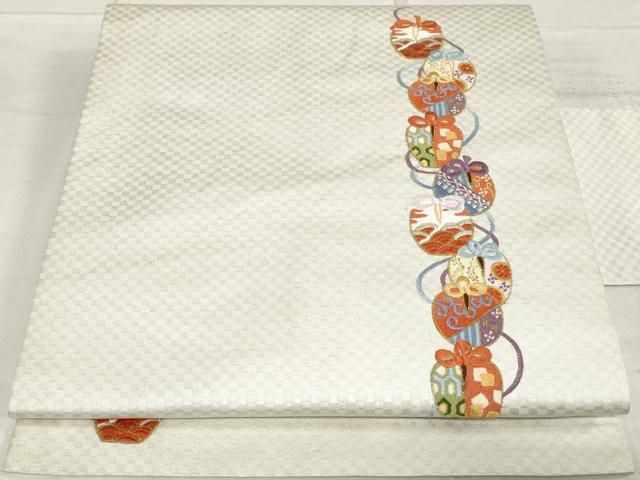 平和屋着物◎九寸名古屋帯 総刺繍 仕覆 金銀糸 正絹 逸品