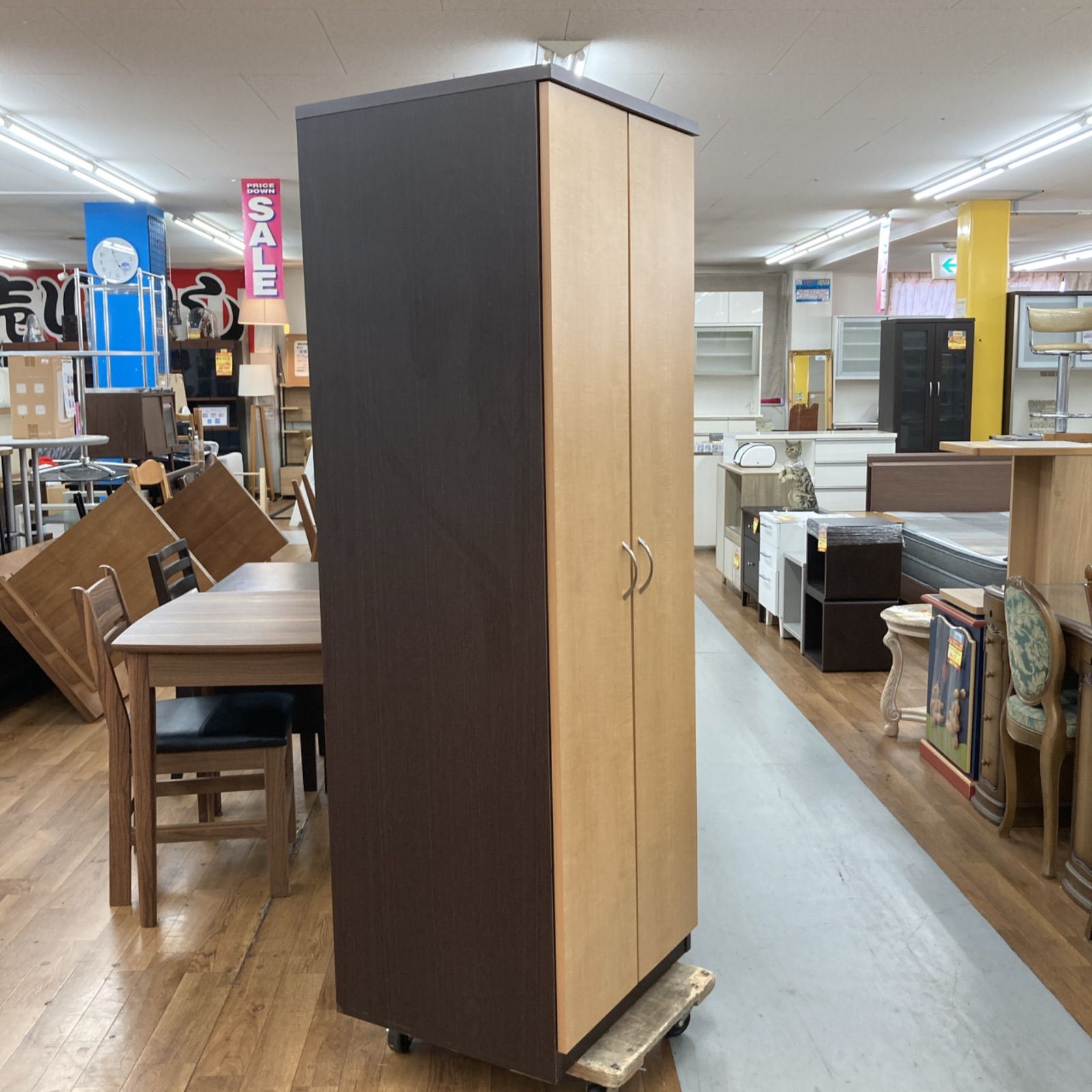 S783 ⭐中村敬木工 ワードローブ クローゼット ブラウンコンビカラー 幅60cm USED 名古屋市近郊送料設置無料⭐S783 ⭐中村敬木工 ワードローブ
