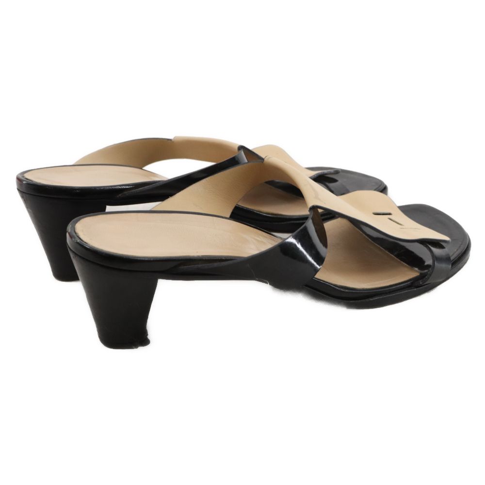 HERMES (エルメス) Hロゴ エナメル レザー ヒール ミュール サンダル