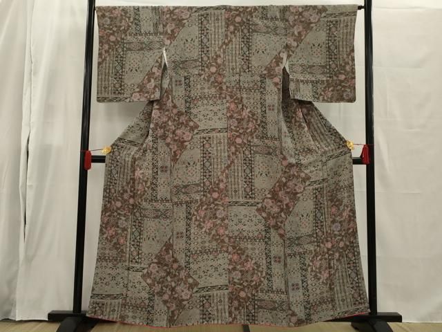 平和屋着物▽上質な小紋　単衣　霞文　暈し染め　正絹　逸品　AABC6188jh 平和屋着物□上質な小紋 霞文 暈し染め 正絹 逸品 AAAS8397ja 平和屋